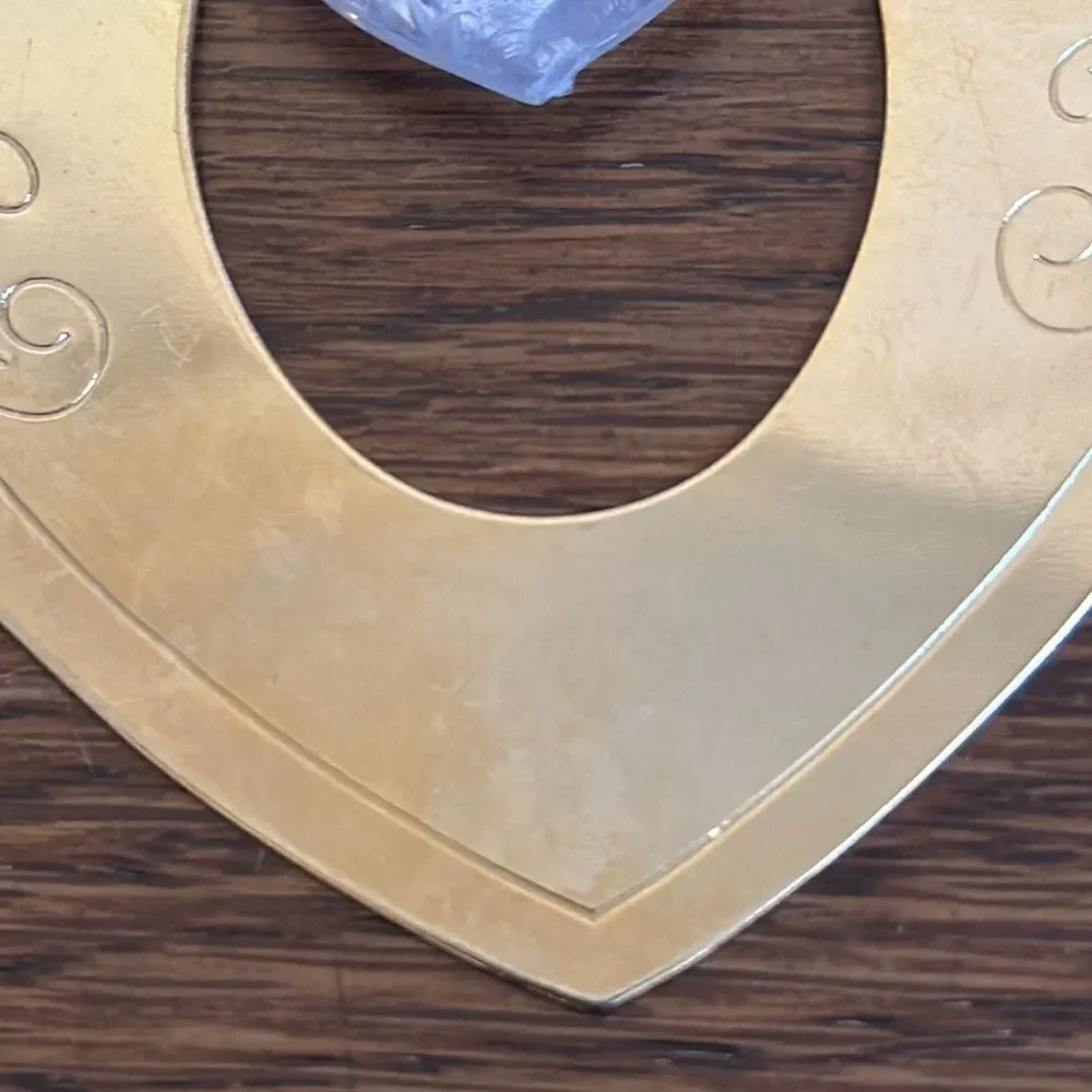 Vtg 1991 Gloria Duchin gold‎ brass heart ornament/floating clear plastic heart